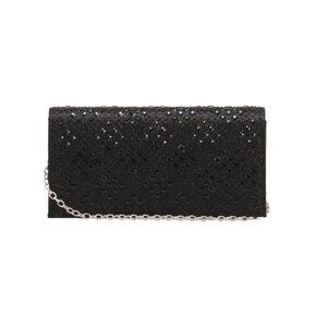 ALESSIA BIANCHI Black Glitter Beaded Clutch With Strap